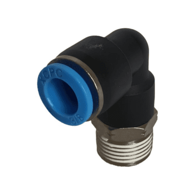 CODO PLASTICO 3/8 MACHO NPT NIQUELADO X 3/8 ACOPLE RAPIDO