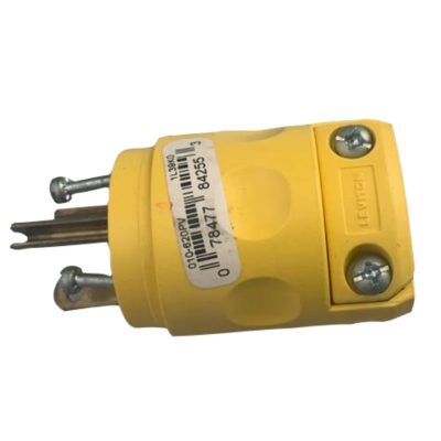 ENCHUFE MACHO 220 VOLTIOS 20 AMPERES AMARILLO LEVINTON (VERTICAL HORIZONTAL)