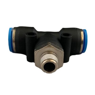 TEE PLASTICA COMBINADA 3/8 ACOPLE RAPIDO X 3/8 ACOPLE RAPIDO X 1/8 MACHO NPT