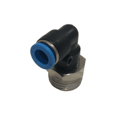 CODO PLASTICO 1/2 MACHO NPT NIQUELADO X 5/16 (8 MILIMETROS) ACOPLE RAPIDO